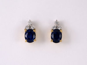 53969 - SOLD - Gold Sapphire Diamond Earrings