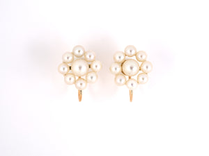 54074 - SOLD - Gold Pearl Cluster Button Earrings