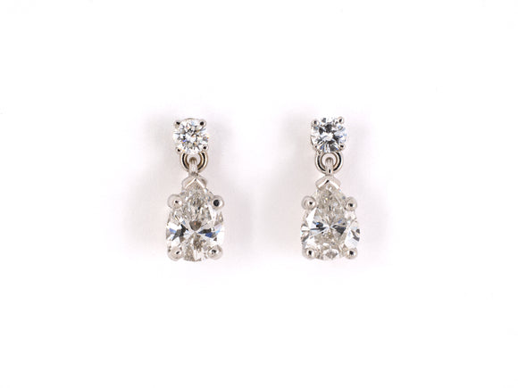 54075 - SOLD - Gold Diamond Dangle Drop Earrings