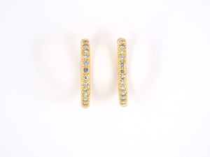 54077 - SOLD - A Clunn Gold Diamond Hinged Hoop Earrings