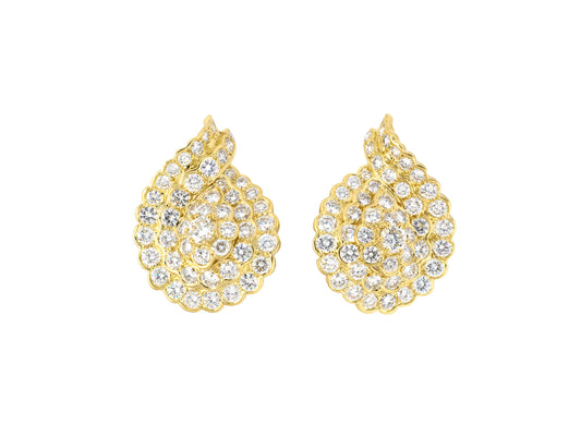 54112 - SOLD - Hammerman Bros Gold Diamond Tiered Swirl Earrings
