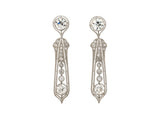 54170 - Art Deco Platinum Diamond Drop Earrings