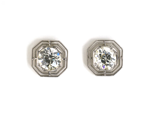 54202 - Platinum Diamond Tiered Octagonal Merry Widow Earrings