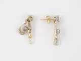 54208 - Edwardian Platinum Gold Diamond Scroll Briolette Drop Earrings