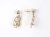 54209 - Edwardian Platinum Gold Diamond Swirl Drop Earrings