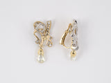 54210 - Edwardian Platinum Gold Diamond Ribbon Briolette Drop Earrings