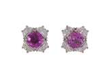 54212 - SOLD - Platinum Pink Sapphire Diamond Cluster Stud Earrings