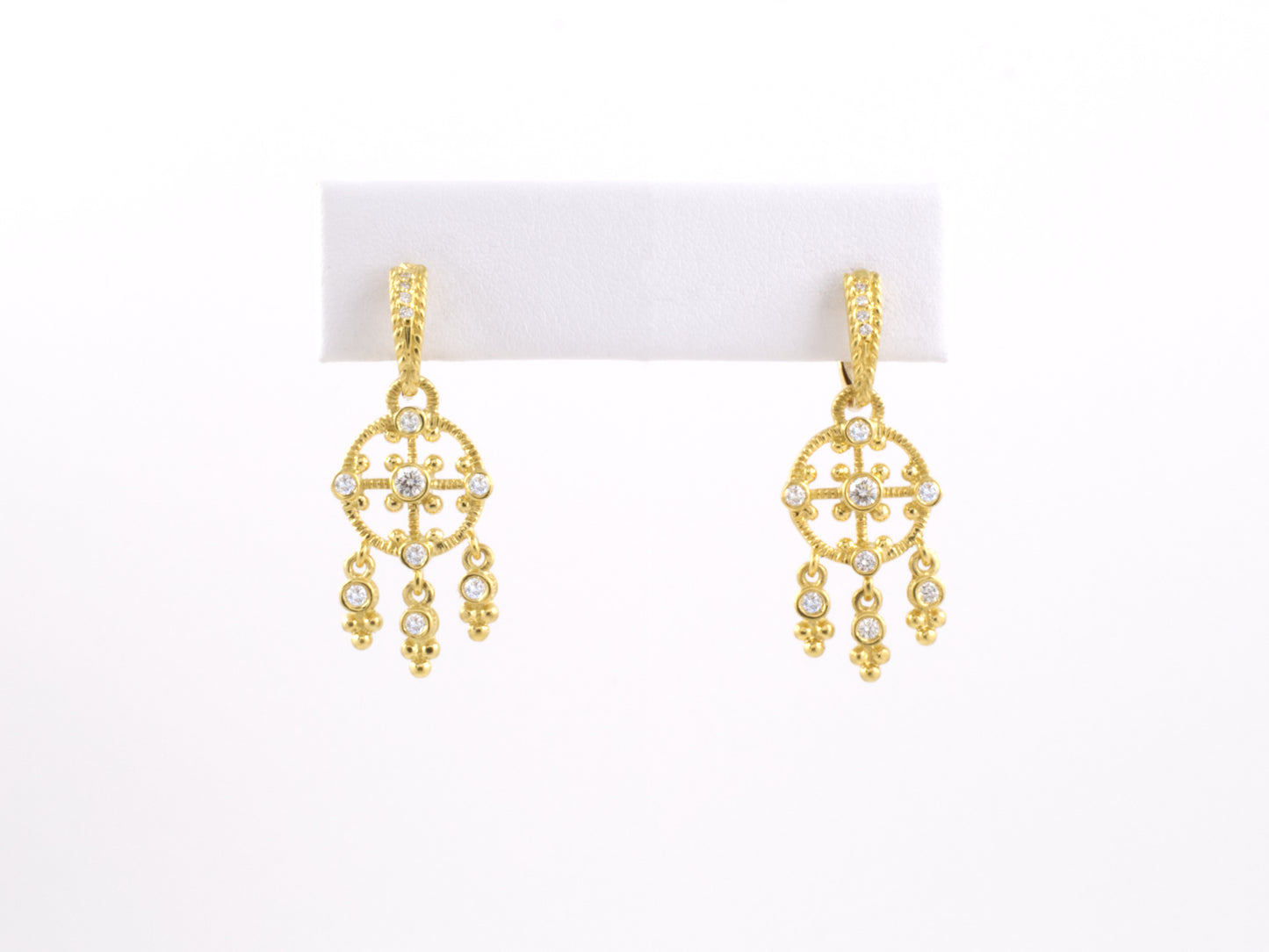 54231 - SOLD - Gold Diamond Dangle Drop Earrings