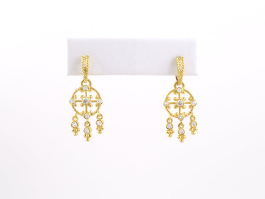 54231 - SOLD - Gold Diamond Dangle Drop Earrings
