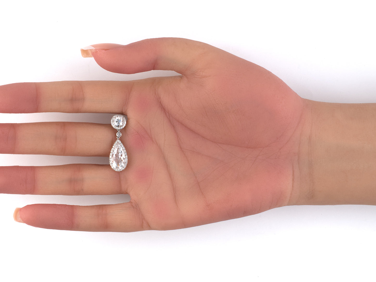 54243 - Platinum GIA Diamond Cluster Pear Shape Drop Dangle Earrings