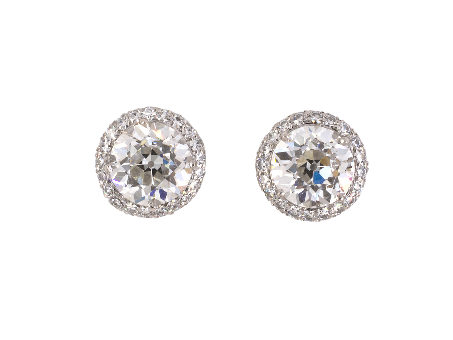 54244 - SOLD - Platinum GIA Diamond Cluster Stud Earrings