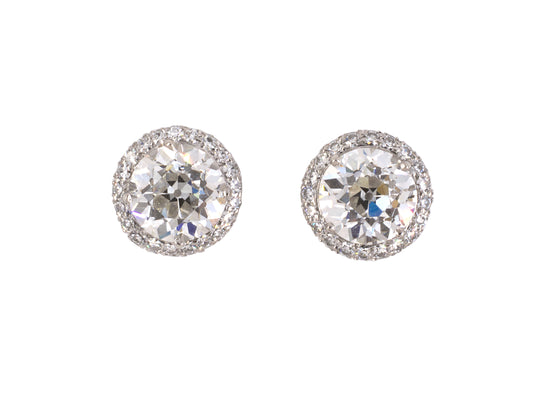 54244 - SOLD - Platinum GIA Diamond Cluster Stud Earrings