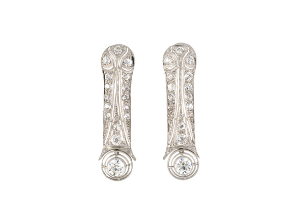 54255 - Art Deco Platinum Diamond Drop Earrings