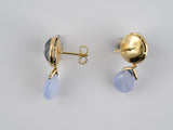 54268 - Gold Moonstone Blue Chalcedony Earrings