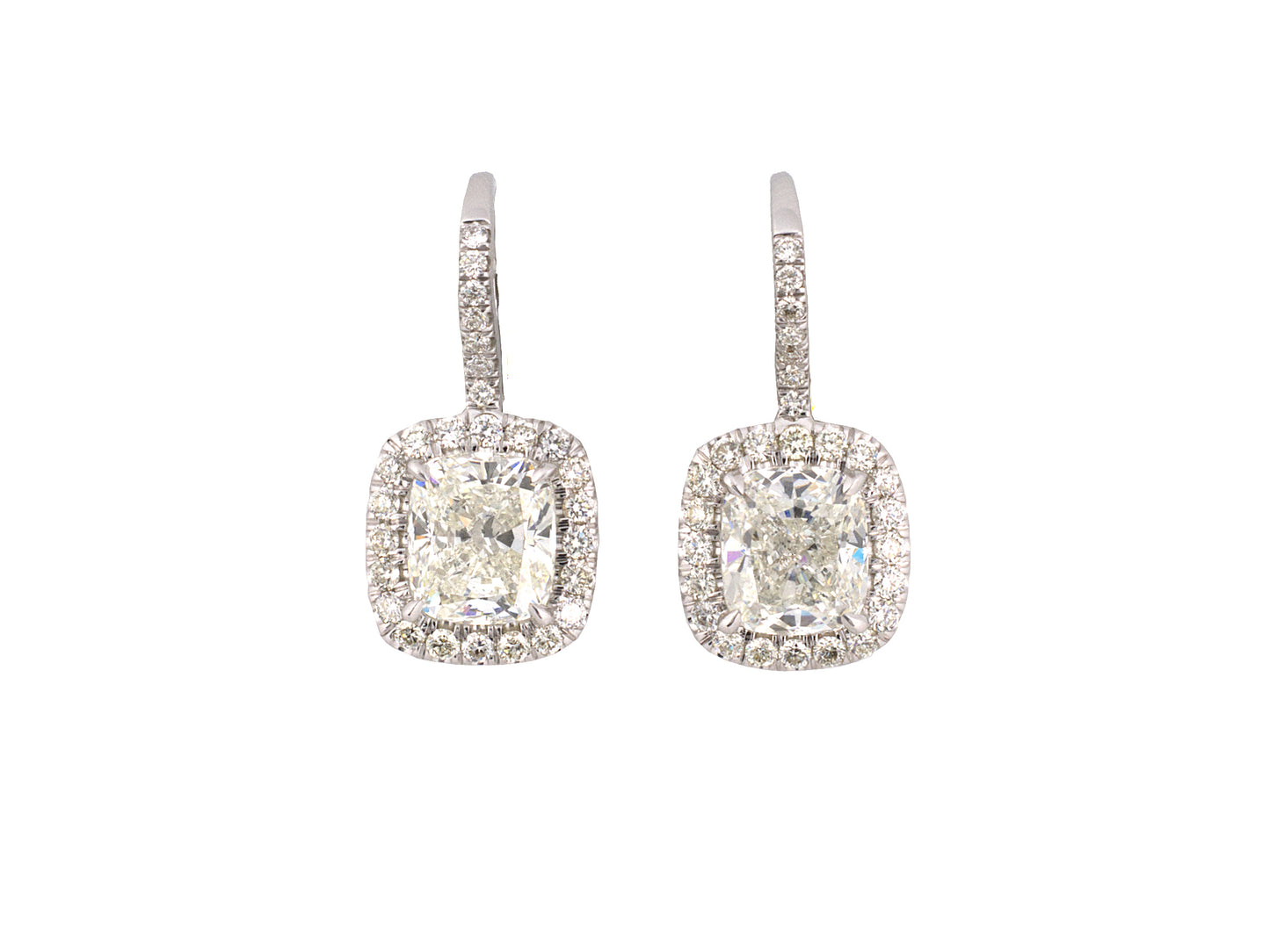 54270 - SOLD - Gold GIA Diamond Cluster Drop Earrings