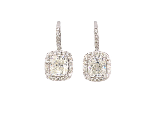 54270 - SOLD - Gold GIA Diamond Cluster Drop Earrings