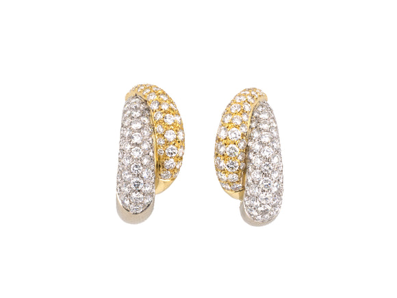 54286 - SOLD - Gold Diamond Italy Hoop Earrings