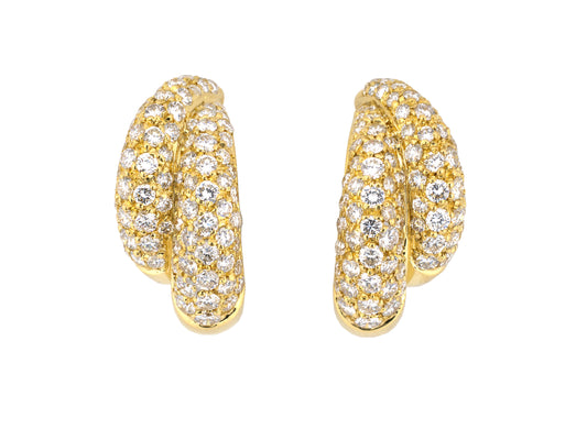 54287 - Italy Gold Diamond Hoop Earring