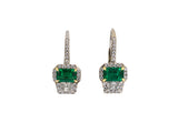 54292 - Gold Emerald Diamond Cluster Drop Earrings