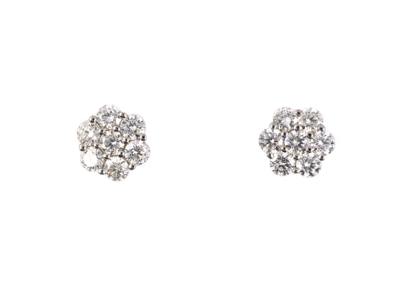 54295 - SOLD - Gold Diamond Cluster Earring