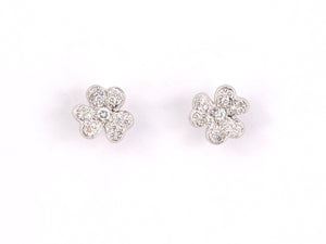 54296 - Gold Diamond 3 Leaf Clover Earrings