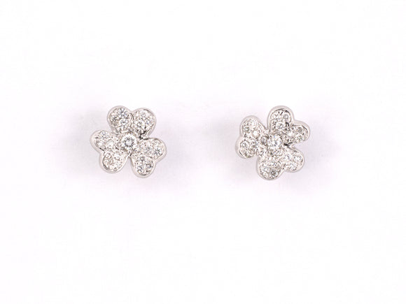 54296 - Gold Diamond 3 Leaf Clover Earrings