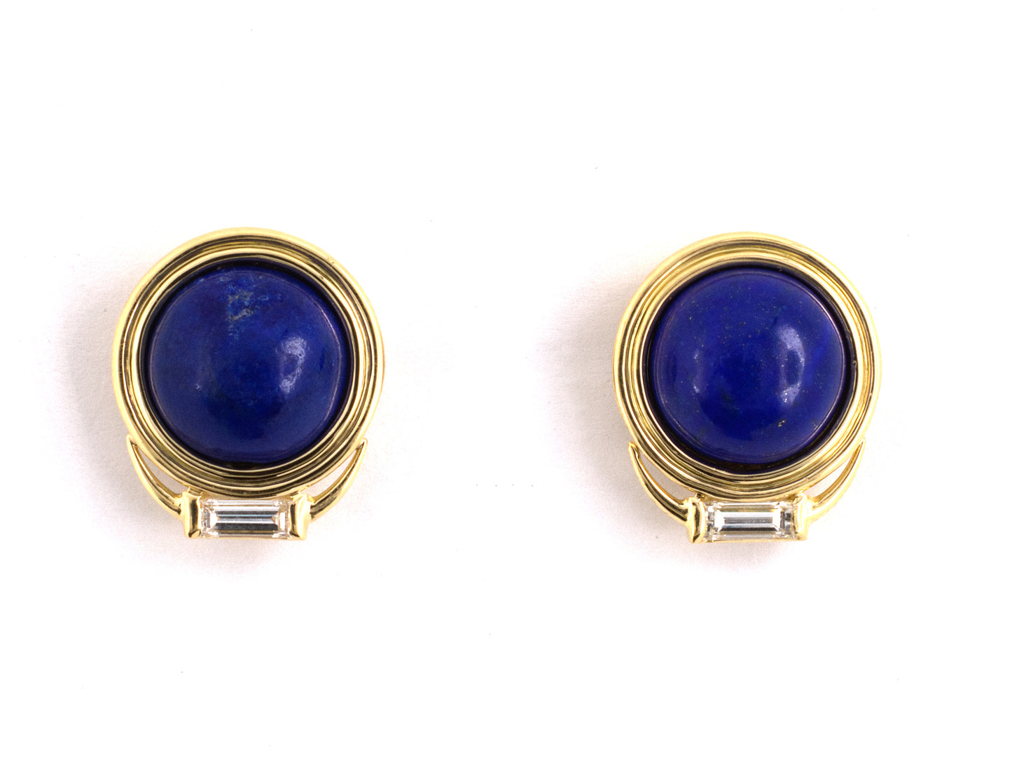 54304 - SOLD - Bondanza Gold Lapis Diamond Stud Earring