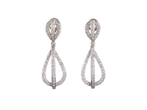 54310 - Gold Diamond Pear Shaped Dangle Drop Earrings