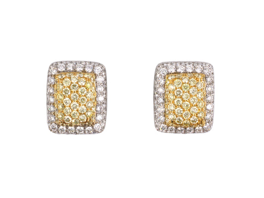 54311 - SOLD - Gold Diamond Italy Cushion Shaped Earrings