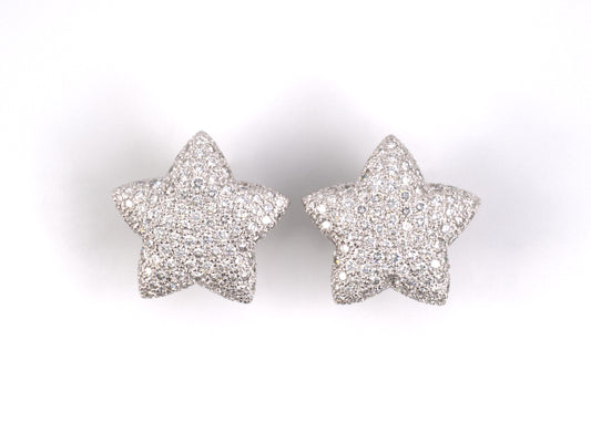 54312 - Gold Diamond Domed Pave Star Earrings