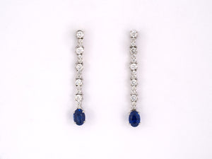 54313 - Gold Diamond Sapphire Stilleto Earrings