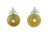 54321 - Platinum Diamond Jadeite Pi Disc Drop Earrings