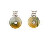 54322 - Platinum Diamond Jadeite Pi Disc Drop Earrings