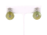 54324 - Platinum Diamond Jadeite Pi Disc Drop Earrings