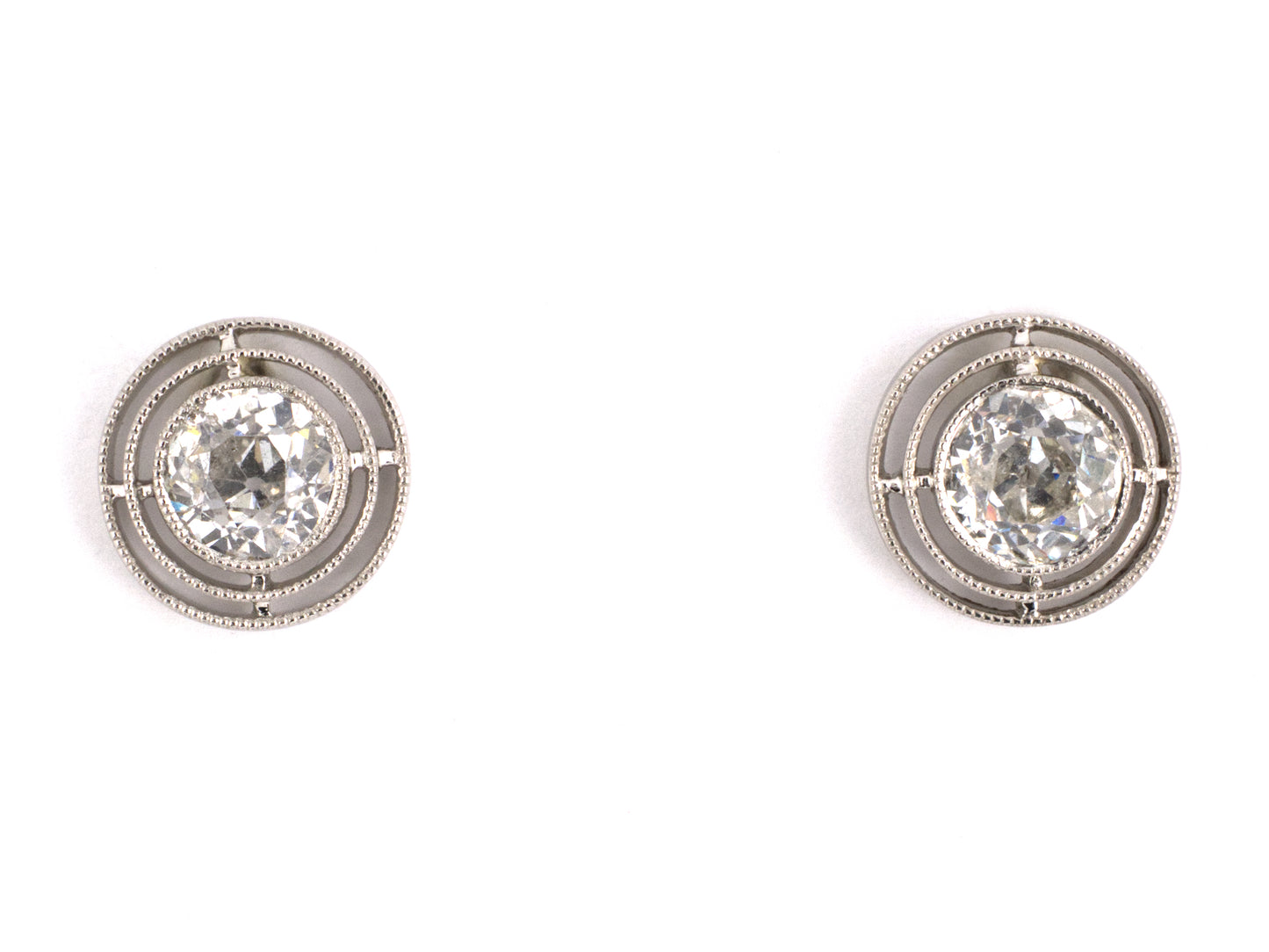 54334 - SOLD - Platinum Diamond Tiered Merry Widow Stud Earrings