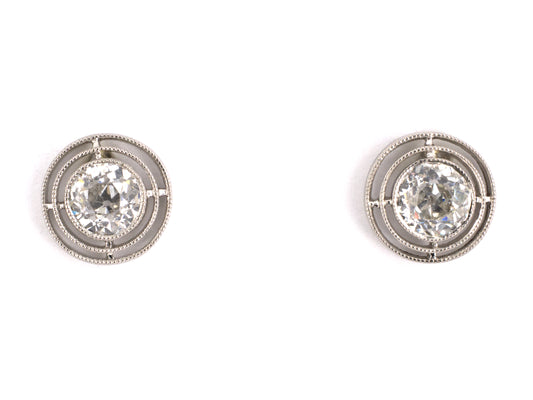 54334 - SOLD - Platinum Diamond Tiered Merry Widow Stud Earrings