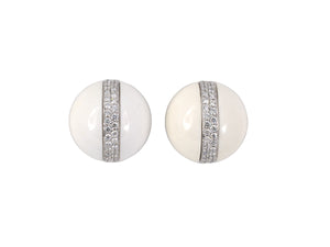 54340 - Verdura Circa 2000s White Gold Diamond White Jade Earrings