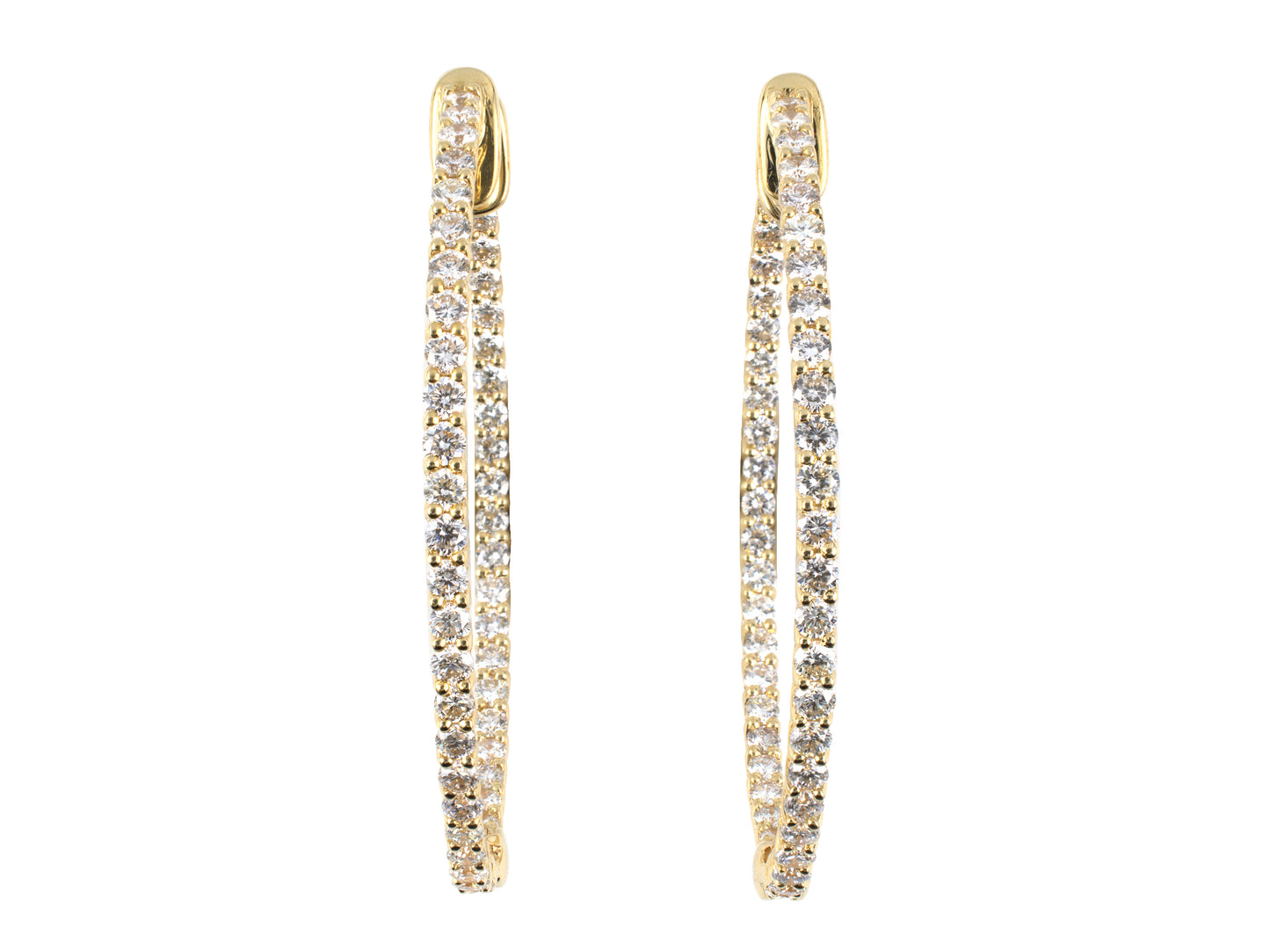 54359 - Gold Diamond Oval Hoop Earrings