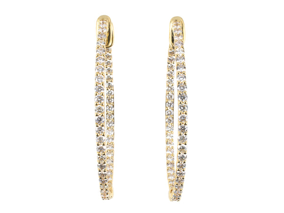 54359 - Gold Diamond Oval Hoop Earrings