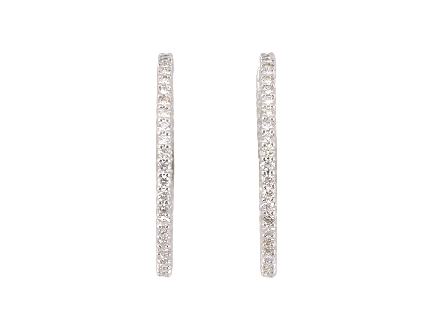 54360 - SOLD - Gold Diamond Round Hoop Earrings