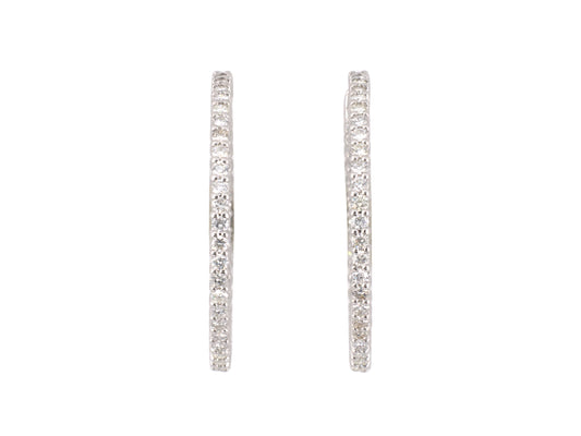 54360 - SOLD - Gold Diamond Round Hoop Earrings