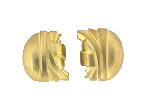 54362 - Kieselstein Cord Gold Geometric Stepped Domed Earrings