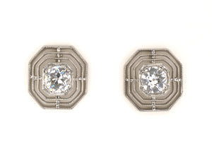 54365 - Platinum Diamond Octagonal Stud Earrings