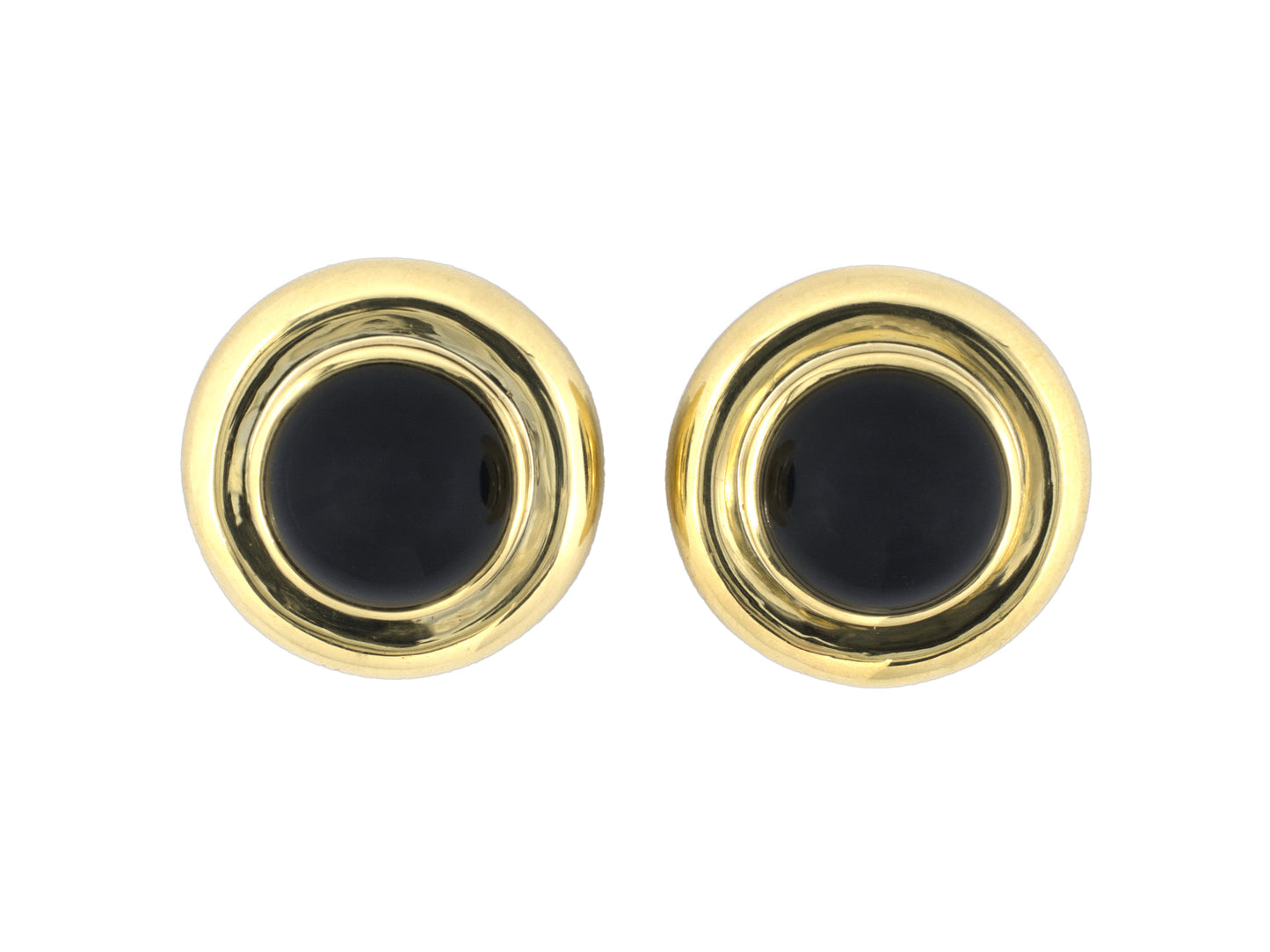 54372 - Circa 1980s Tiffany & Paloma Picasso Gold Onyx Domed Earrings