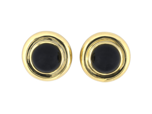54372 - Circa 1980s Tiffany & Paloma Picasso Gold Onyx Domed Earrings