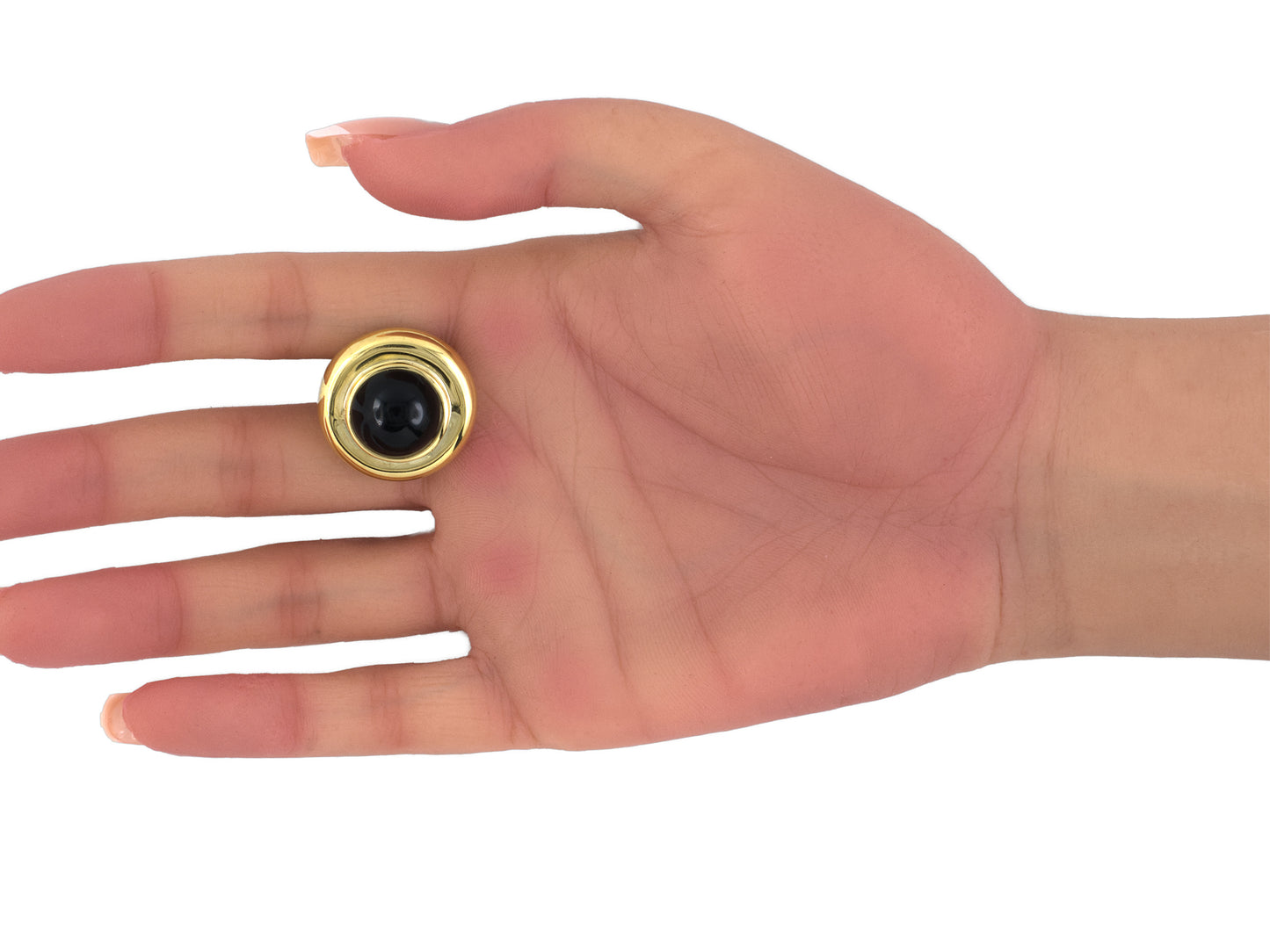 54372 - Circa 1980s Tiffany & Paloma Picasso Gold Onyx Domed Earrings