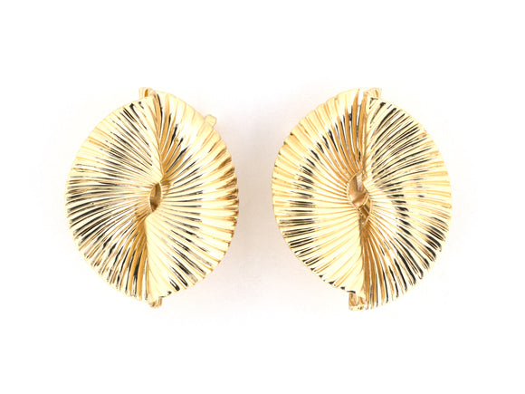 54373 - Circa 1950 Preformed Parts Gold Corrugated Earrings