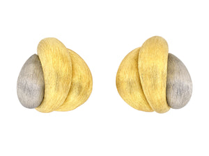 54378 - Dunay Platinum Corrugated Domed Sabi Finish Earrings