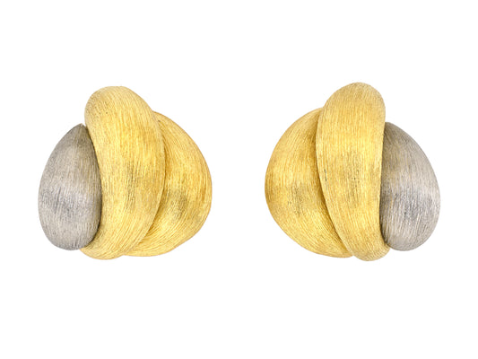 54378 - Dunay Gold Platinum Corrugated Domed Sabi Finish Earrings