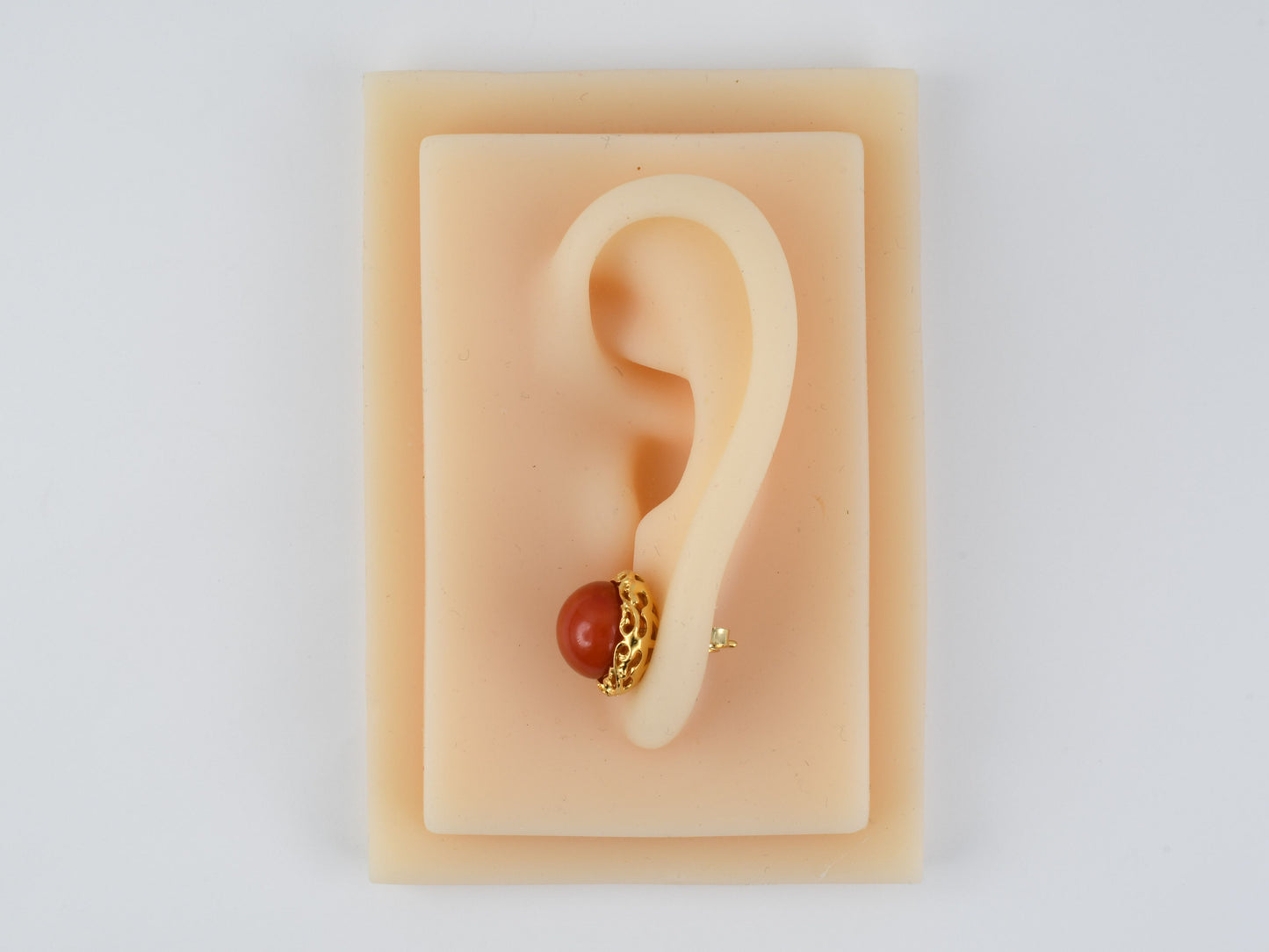 54385 - SOLD - Gold Coral Floral Leaf Framed Earrings